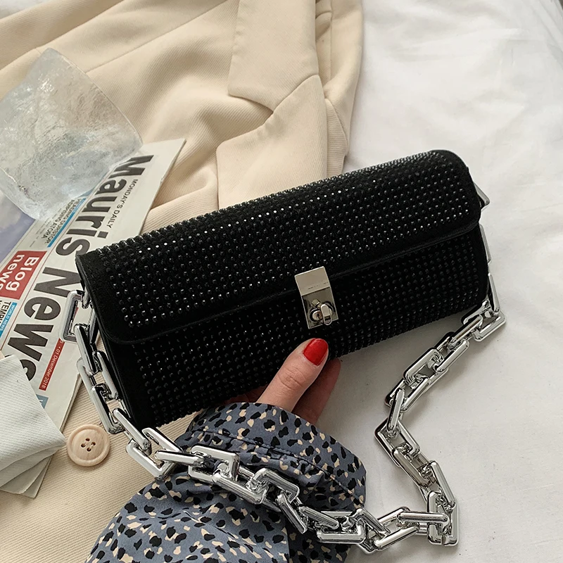 

Shiny Rhinestones Evening Handbag Women 2021 Luxury Diamonds Shoulder Bag Ladies Dinner Party Clutch Purse Sac A Main Fashion