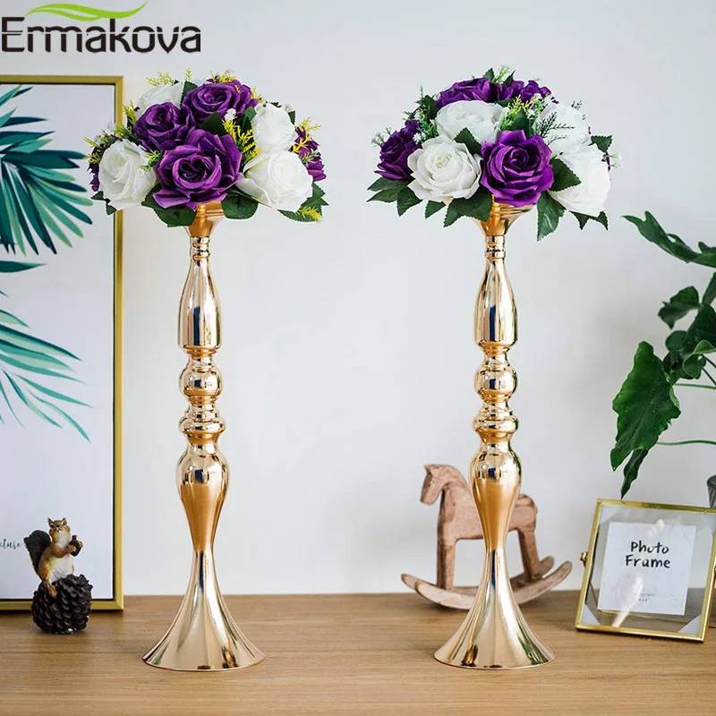 Ермакова золотые металлические подсвечники Подставка цветы ваза-подсвечник