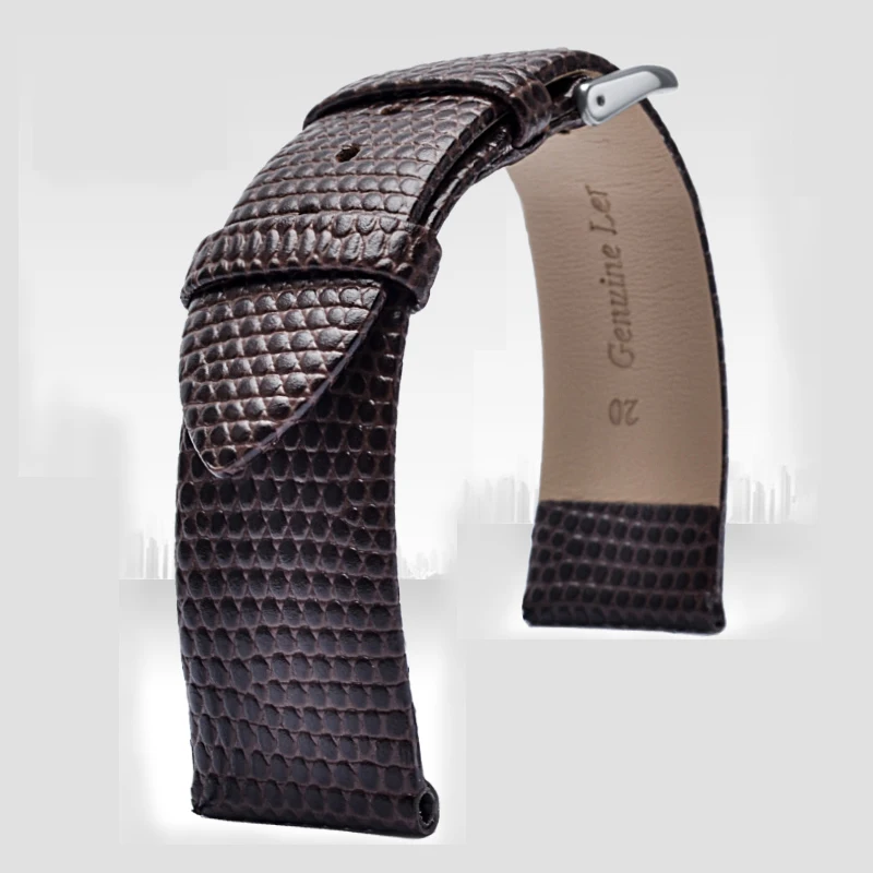 ALK Watch Band 18mm Top Luxury Lizard Pattern Leather Wristband 20mm Brand Watch Accessory Square Pin Buckle Strap 14mm 16mm