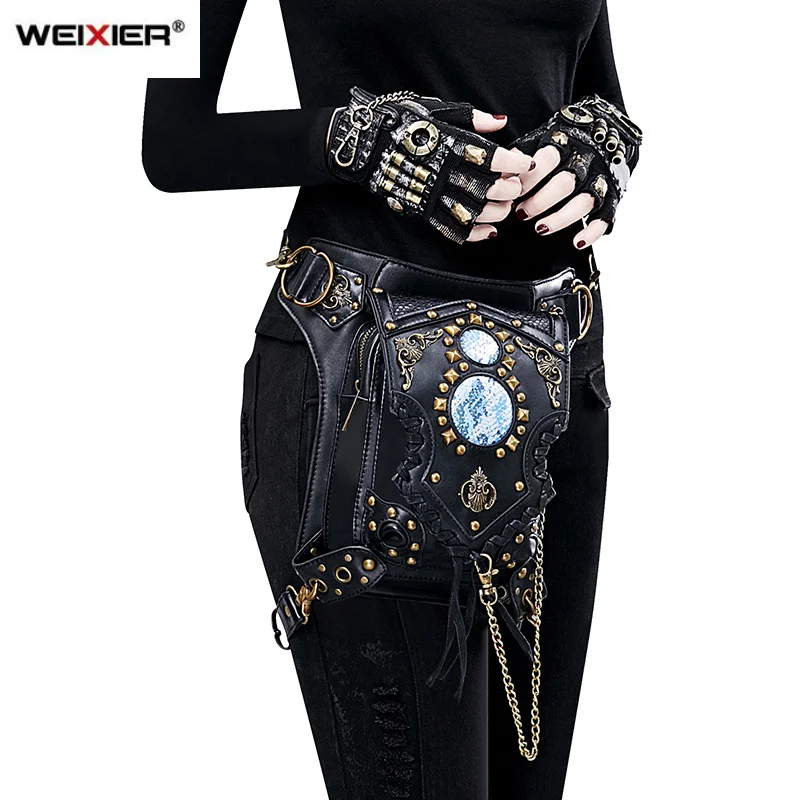 

Unisex Steampunk Bag Steam Punk Retro Rock Gothic Goth Shoulder Waist Bags Packs Victorian Chain Bags Drop Leg Thigh Holster Bag
