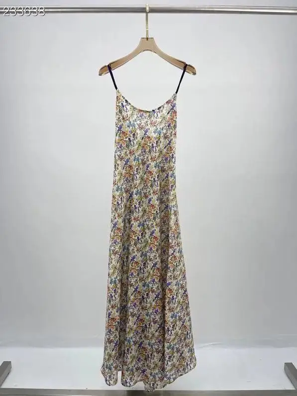 

Женское модельное длинное платье, винтажное свободное праздничное платье на бретелях-спагетти с цветочным принтом, осень 2021