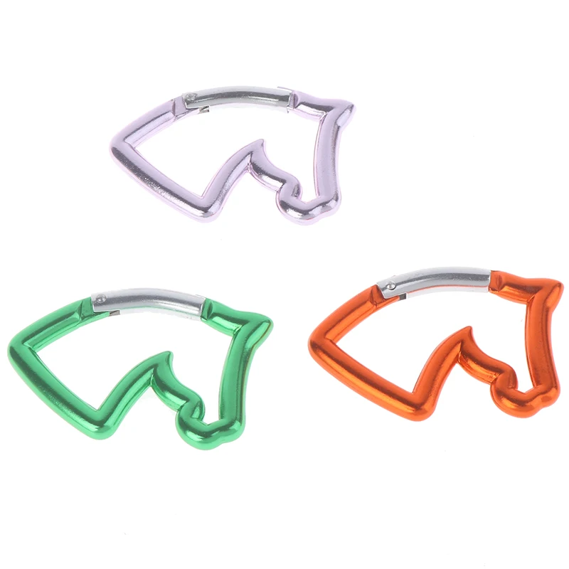 

5 Pcs Aluminum Carabiner Outdoor Tactical Buckle Luggage Horse Head Shaped Key Chain Clothing Luggage Wholesale