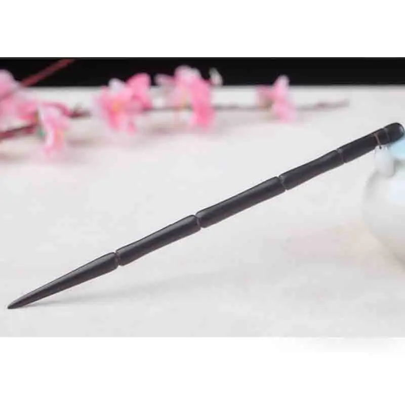 Палочка для волос Kanzashi в форме бамбука держатель булочки черный деревянный