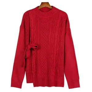 Женский свитер свободный кружевной в стиле ретро с вилкой плотный зимний свитер Неправильной Формы Рождественские Свитера вязаные пуловеры для женщин ML150