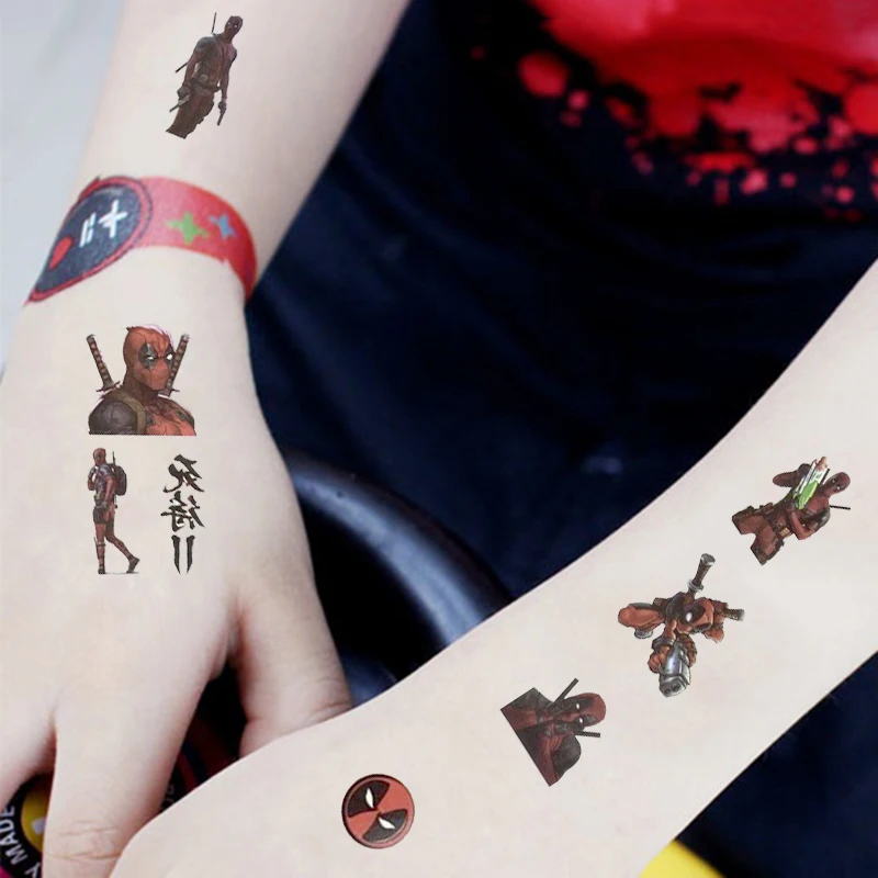 Тату-наклейки Дэдпул Disney для детей временные искусственные татуировки наклейка