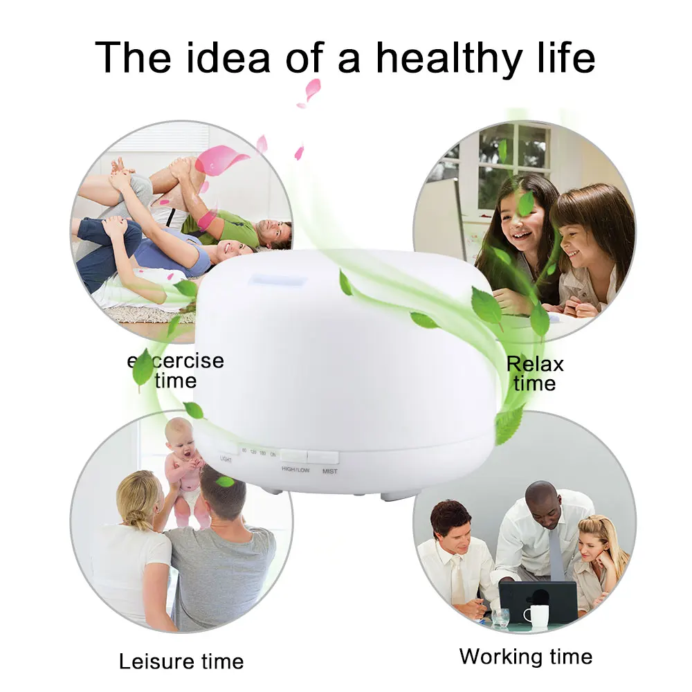 

500ml Ultrasonic Air Humidifier Aroma Essential Oil Diffuser Aromatherapy Hmidificador 7 Color Change LED Night Light For Home
