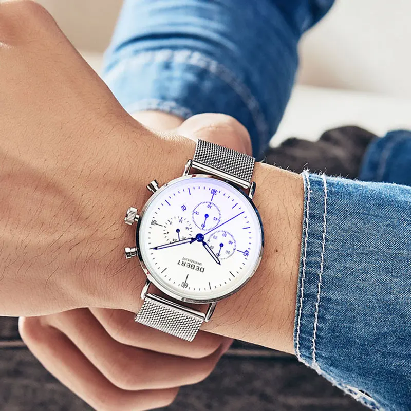 Часы наручные debert Мужские кварцевые модные брендовые Роскошные повседневные