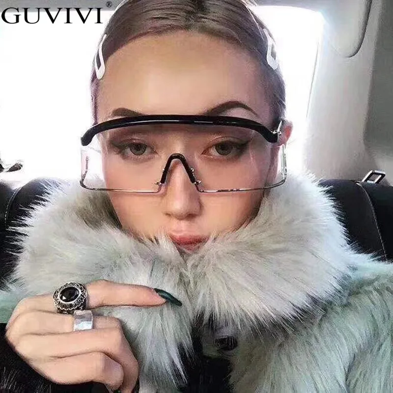 Женские Поляризованные солнечные очки цельные Модные мужские женские солнцезащитные очки с большой оправой модные бескаркасные очки без оправы