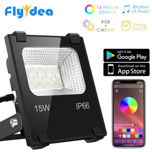 RGB светодиодный прожексветильник 15 Вт Bluetooth открытый умный прожексветильник 110 В 220 В IP66 водонепроницаемый цветной светильник приложение для группового управления
