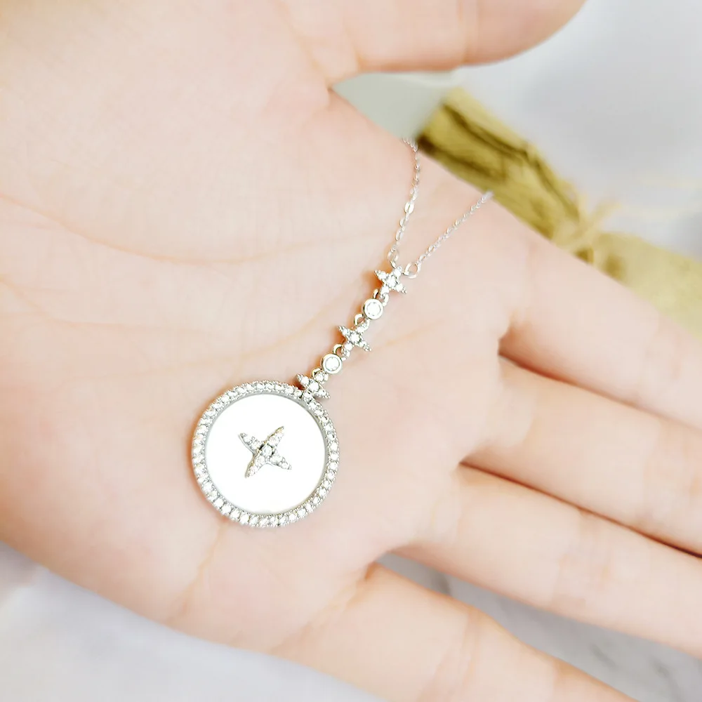 Новое модное ожерелье с кулоном в виде звезды из кубического циркония роскошное