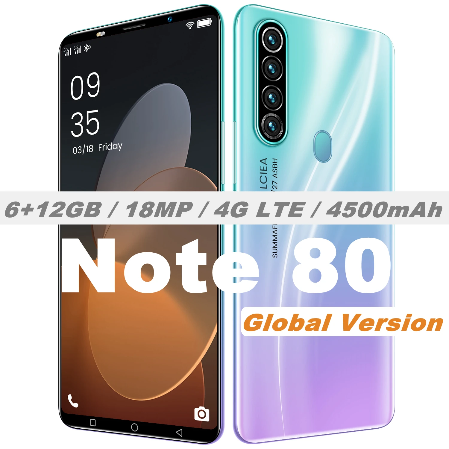 

Galax Note 80 Global Smartphone 6+128GB 18MP HD Camera 4G LTE 5.8'' Mobile Phone 4500mAh Dual SIM Card Android 10 Cellphone