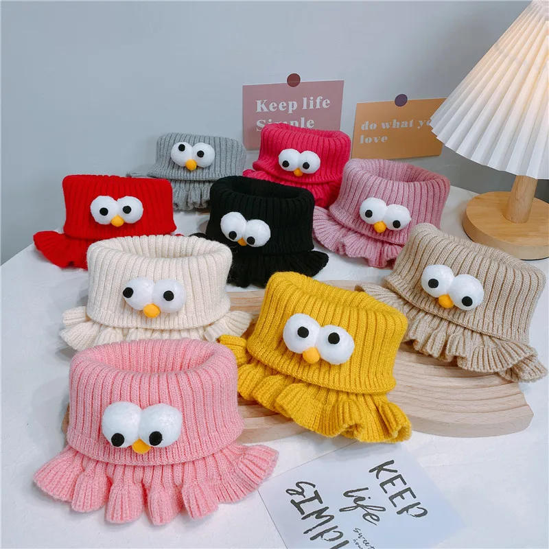 Шарф-кольцо вязаный для девочек с большими глазами зимний теплый однотонный 2022 |