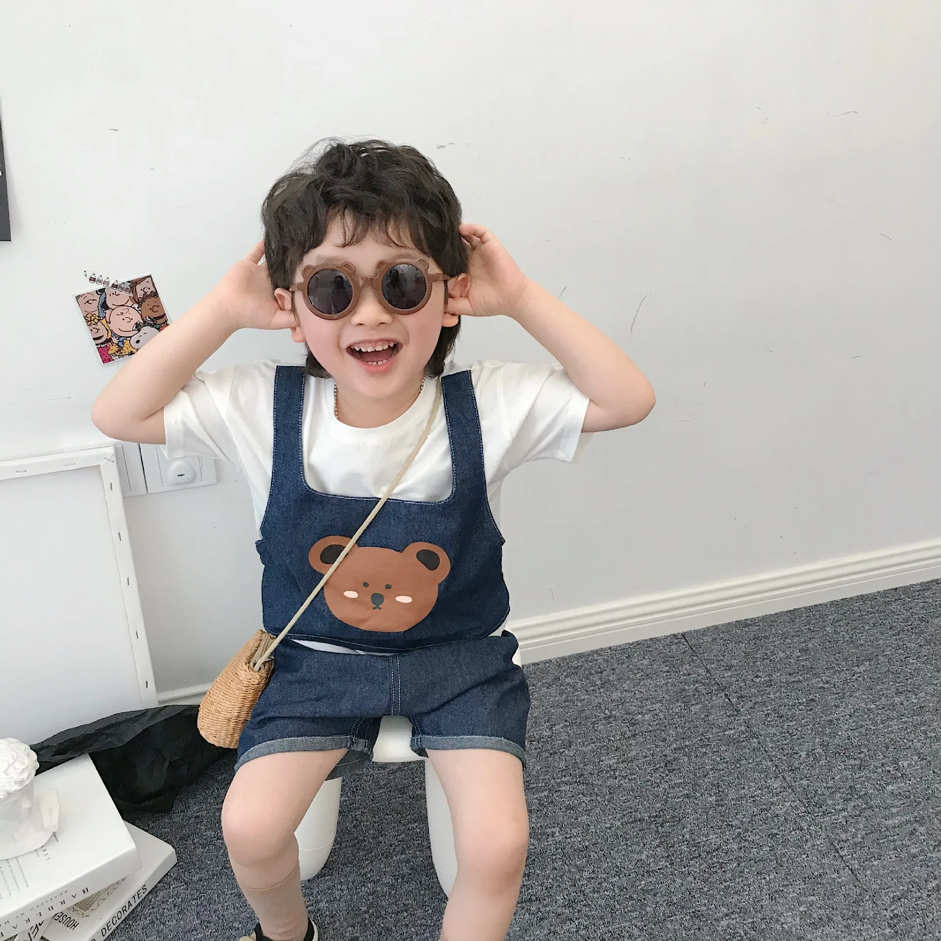 Tonytaobaby Летний Новый хлопковый костюм из двух предметов с коротким рукавом и