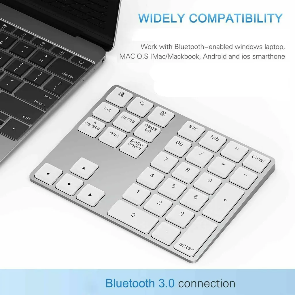 Беспроводная клавиатура с Bluetooth 34 клавишами цифровая цифрами для Apple Mac book Android