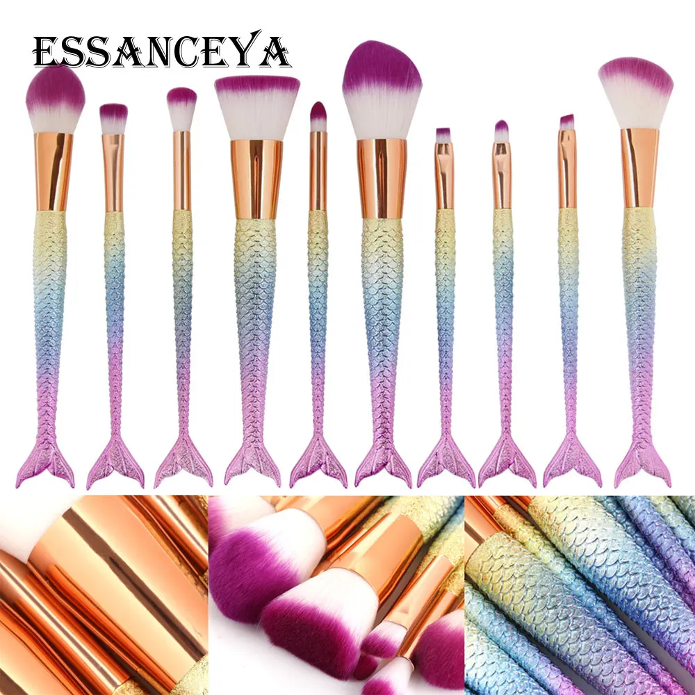 ESSANCEYA 6/10 шт. набор кистей для макияжа Русалочки тональный порошок смешивания