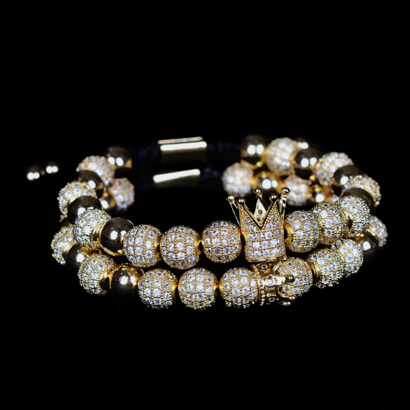 Роскошные браслеты мужские 8 мм Micro Pave CZ круглый плетеный макраме браслет Pulseira Feminina ювелирные изделия ручной работы для женщин подарок