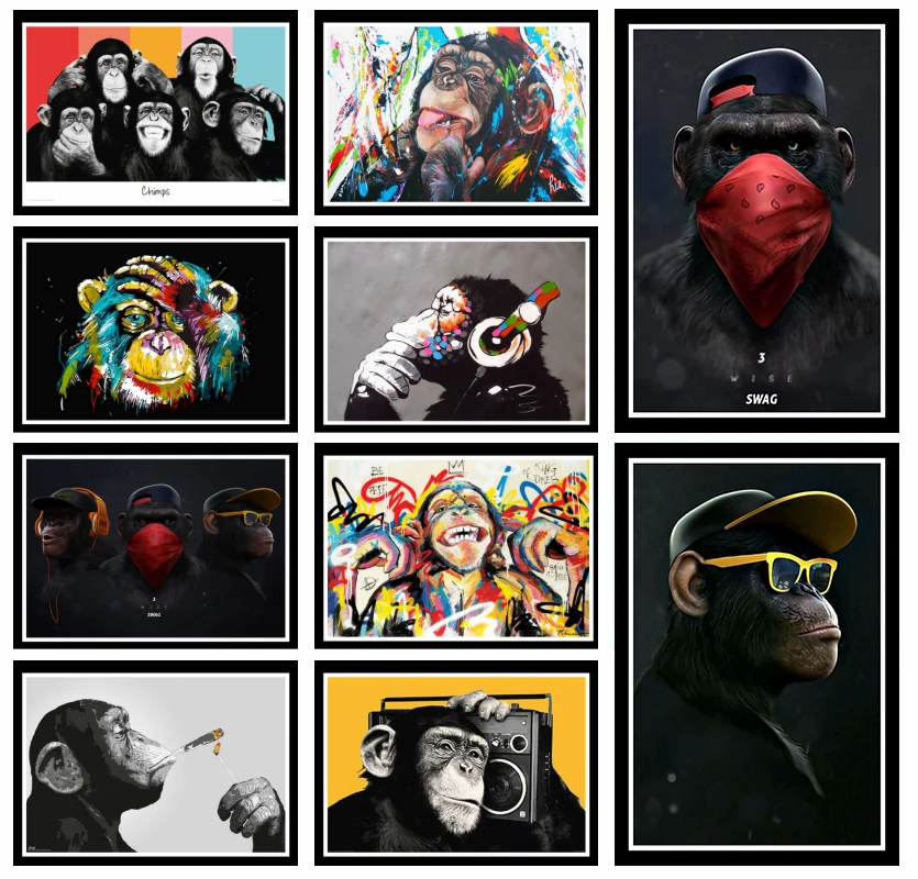 Отличные постеры и картины с изображением милой обезьяны JL граффити декор для