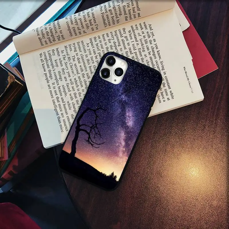 

Psychedelic purple starry sky Phone Case for iPhone 11 12 pro XS MAX 8 7 6 6S Plus X 5S SE 2020 XR Soft silicone cover funda