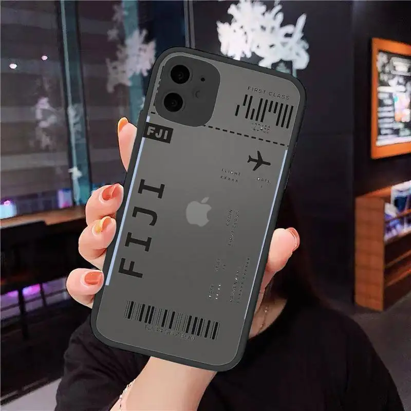 

AIR Tickets Travel Label Country Phone Case For iphone 12 11 8 7 plus mini x xs xr pro max matte transparent cover