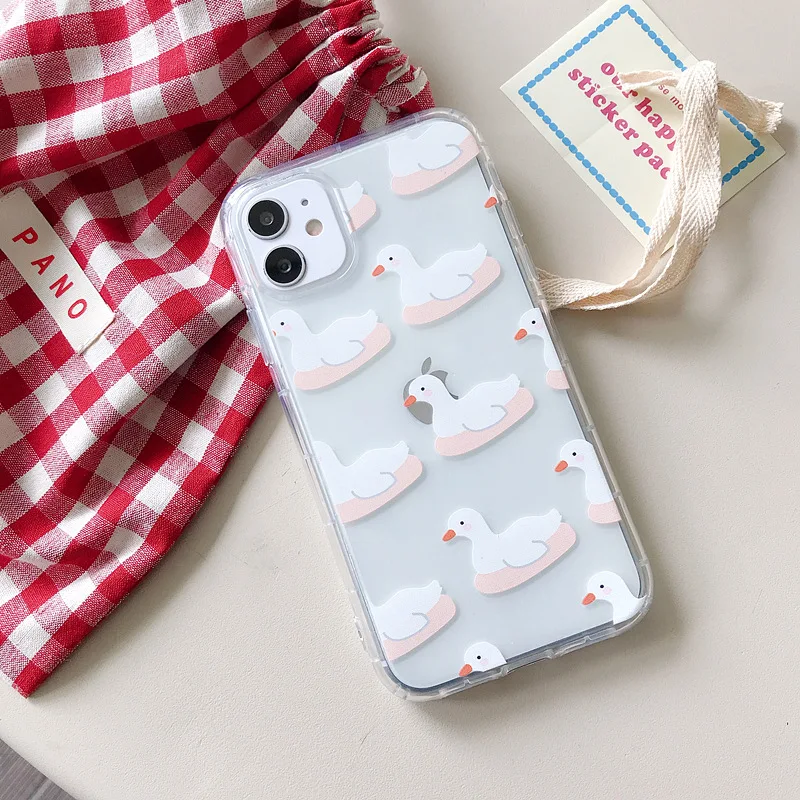 

Transparent animal goose Cute cartoon Phone Case For iPhone 11Pro Max case Silicone cover for iPhone Case XR XS X 8 7 6Plus case