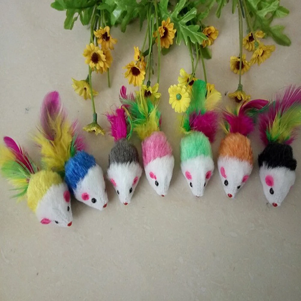 

1 pcs Newest Colorful Feather Funny Playing Toys For Cats Kitten Soft Fleece False Mouse Cat Toys
