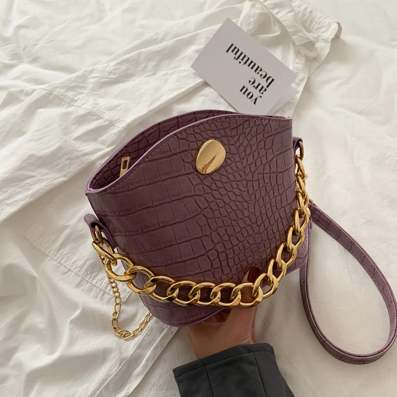 

ASDS-Crocodile Pattern Chain Women Shoulder Bag Fashion PU Luxury Handbag