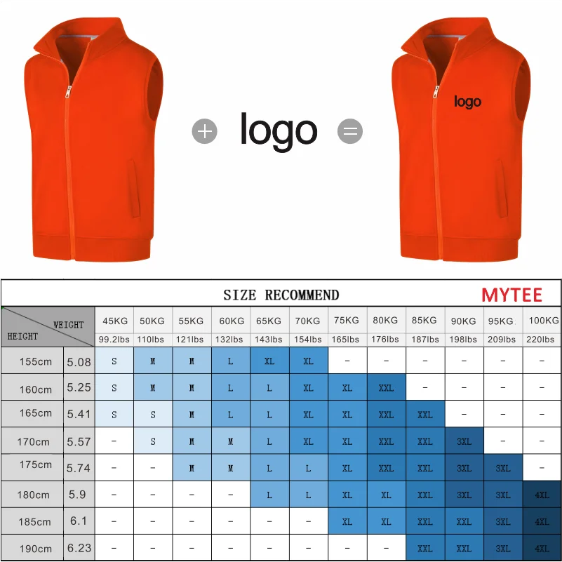 MYTEE Brand New Sleeveless Jacket Logo Customization Company Brand Logo Embroidery/Printing Thick Vest DIY Wholesale