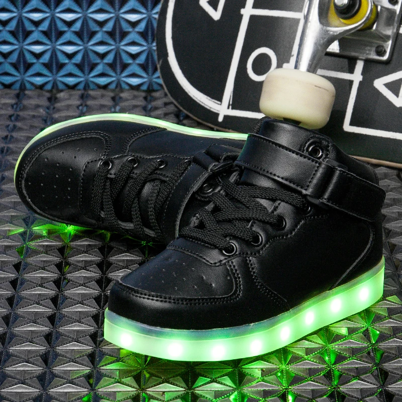 Warm like home Black New 25-39 USB Charger Glowing Sneakers Led Children Lighting Shoes Boys Girls illuminated Luminous Sneaker | Детская