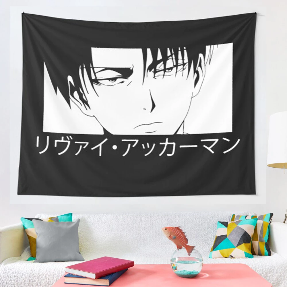 

гобелен на стену винтаж Wall tapestry декор комнаты Милые украшения для комнат японское аниме атака гигантский гобелен Levi Ackerman гобелен для спальн...