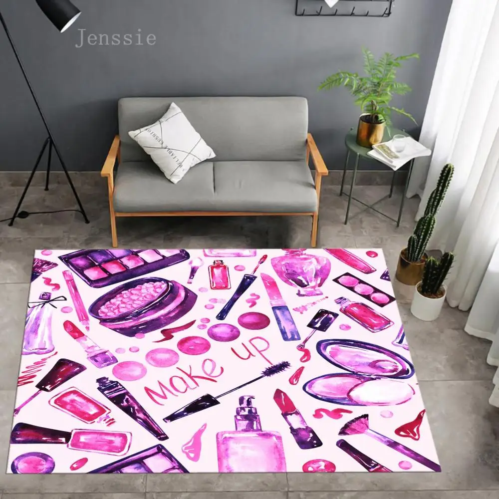 

3D Printing High Heels Cosmetics Skirt Doormat for Hallway Decor Cartoon Floor Door Mat Non-Slip Super Soft Rug Multi Size