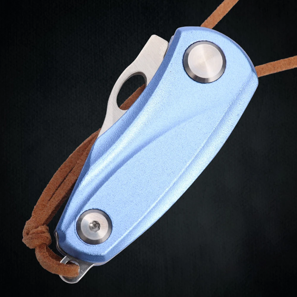 Стальной мини-нож для самообороны D2 карманный резец с кольцом ключей и подвеской