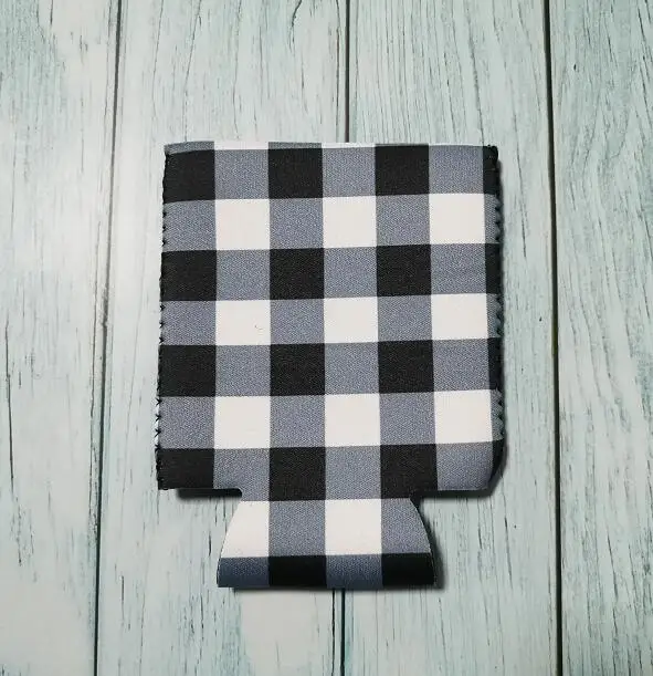 black plaid Неопреновый красный и черный плед может охладить крышку, Рождество буйвола держатель бутылки подарочная крышка DOM109551 - Цвет: black plaid