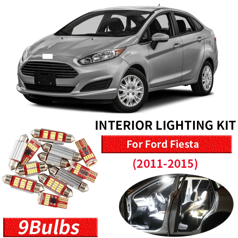 9 шт. встроенная светодиодная подсветка для салона автомобиля Ford Fiesta 2011 2012 2013