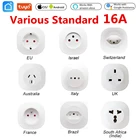 16A Tuya WI-FI Plug-умному розетка Великобритании ЕС AU Бразилия FR Израиль это Plug приложение Дистанционное Управление для работы Alexa Google Assistant