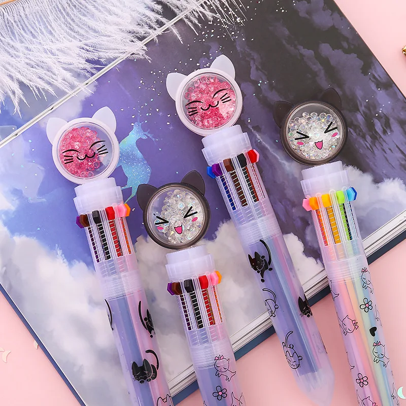 1 шт Kawaii ручка шариковая милый кот милые разноцветные ручки креативные шарики