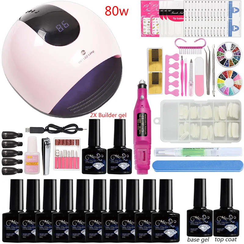 10 цветной Гель-лак для ногтей Набор быстрое наращивание полигель маникюрный