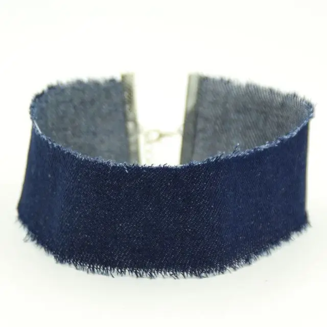 50 мм широкий винтажный простой синий джинсовый Воротник Колье женское панк