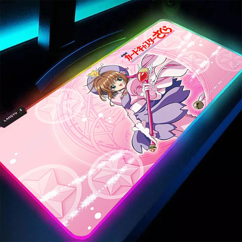 

Luxury Cardcaptor RGB Large Gaming Mouse Pad 900x400/350X600mm LED Lighting Mousepad Gamer Computer Desk Mat Pad Gamer