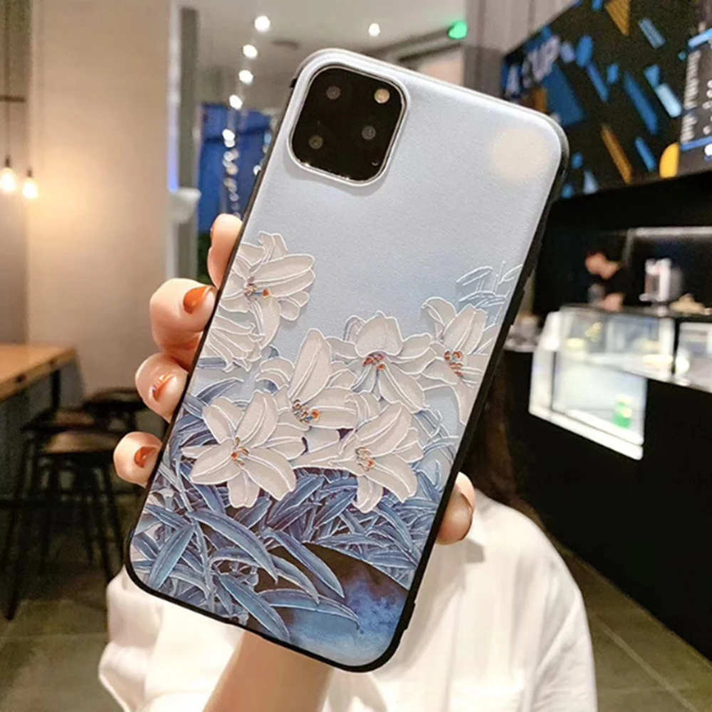 Модный противоударный чехол для телефона с цветочным рисунком Apple iPhone 11 Pro XR X XS Max 7