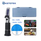 Ручной спиртовой тестер для спирта, рефрактометр для вина 0-25%, измеритель содержания сахара по шкале БРИКС 0-40%, ATC, двойная шкала, в коробке