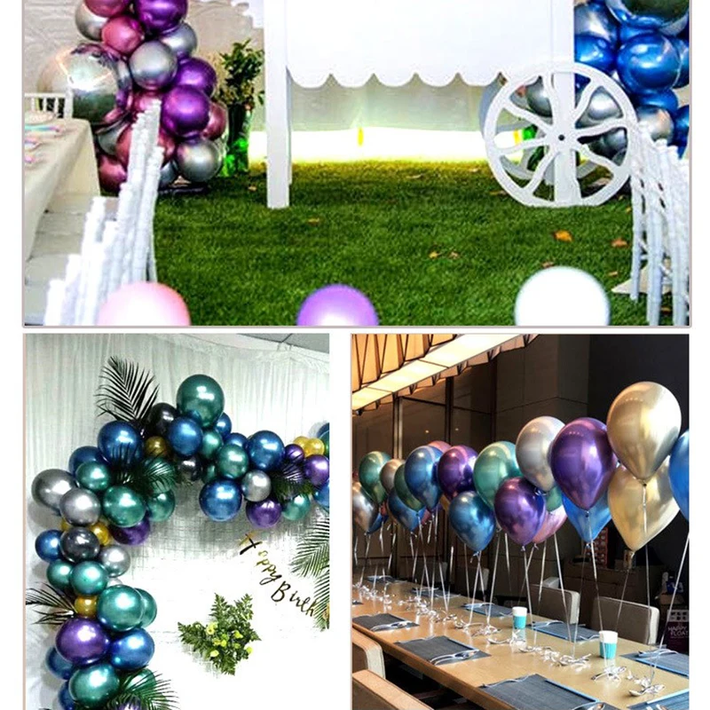 

50pcs Metallic Balloons 10/12 inches Metal Shiny Latex Balloons for Happy Birthday Wedding Party Games PAK55