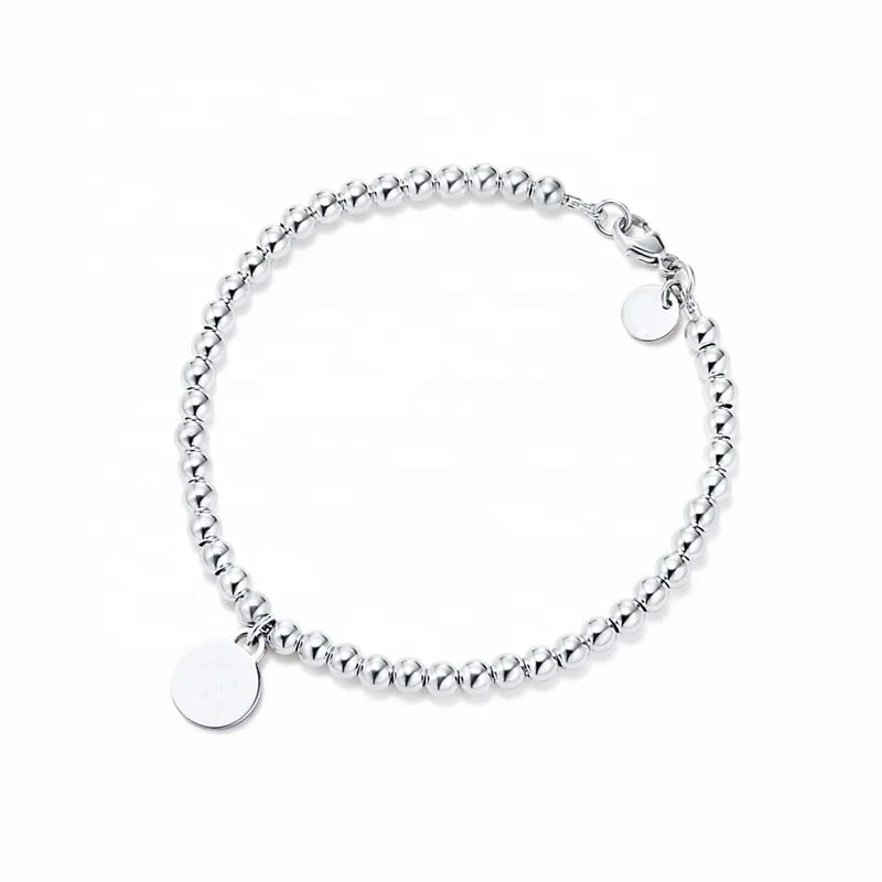 

Classic remodeling Bracelet high end designer 925 Silver Ball Bead Bracelet Heart Bow Pendant 1:1t style simple jewelry