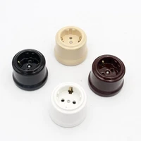 250v ac outlets european ceramic wall socket rewirable vintage female socket for 2 pin eu plug diy retro lamp decoration