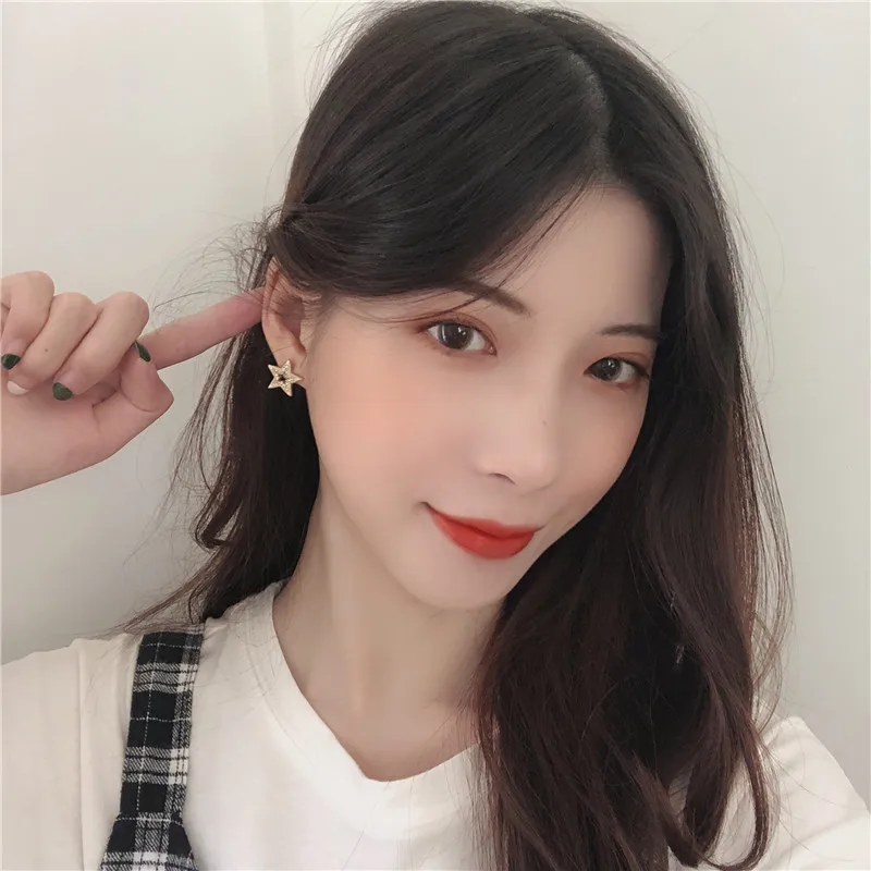 Fashion temperament contracted colorful hollow-out five-pointed star earring character joker earrings sell like hot cakes