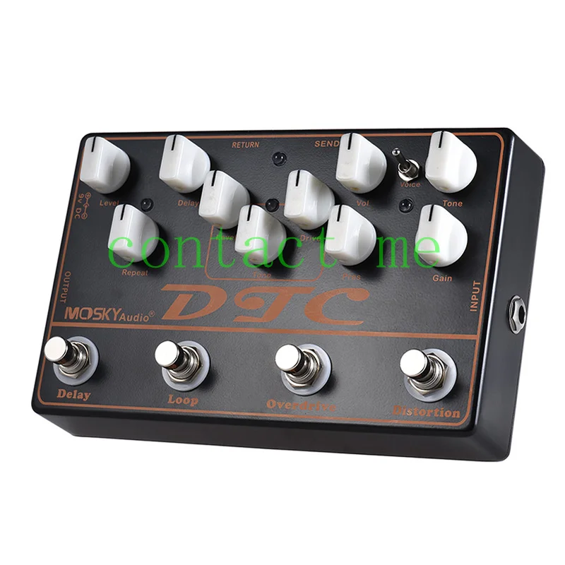 

Многофункциональный процессор для электрогитары Mosky, 4-в-1, задержка, овердрайв, искажение, хор, сжатие, Универсальный бас