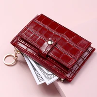 newest small wallet stone pattern card holders women fashion pu leather designer zipper ultra thin girls female mini coin purse