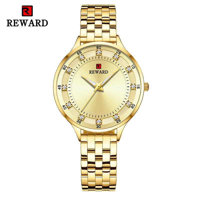 gold Часы для женщин класса люкс, брендовые, стальные, модные, женские кварцевые часы, Relogio Feminino Montre Femme, часы с алмазами - Цвет: gold