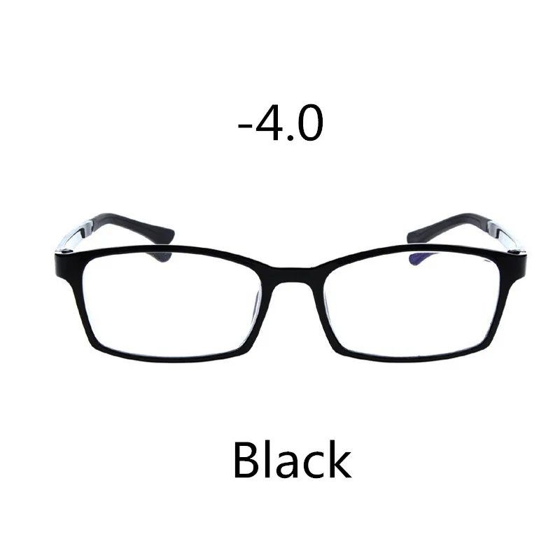 Black -4.0 Seemfly ультра светильник анти-синий светильник маленькая оправа Очки для близорукости женские и мужские классические готовые очки для близоруких диоптрий-1,0~ 4,0 - Цвет оправы: Black -4.0