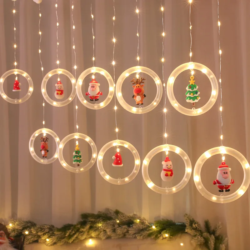 Guirnalda de luces LED para decoraci&oacute;n de Navidad, cortina USB para habitaci&oacute;n, techo de A&ntilde;o Nuevo, fiesta de Santa Claus, hogar al aire libre, regalo festivo para vacaciones-4