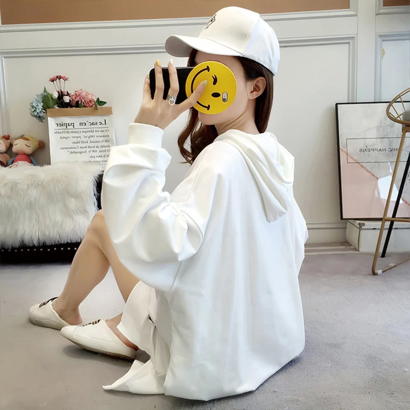 

2021 Spring Autumn Korean Hooded Sweatshirts Casual Rabbit Printing Long Hoodies Loose Cute Oversized Sweatshirt